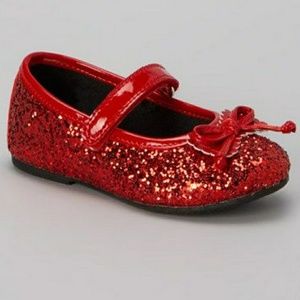 Red glitter Lil' Margie Mary Jane by Rachel Shoes 